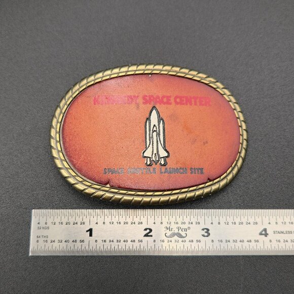 Leather Face Kennedy Space Center Vintage Belt Buckle B889 - Picture 5 of 6
